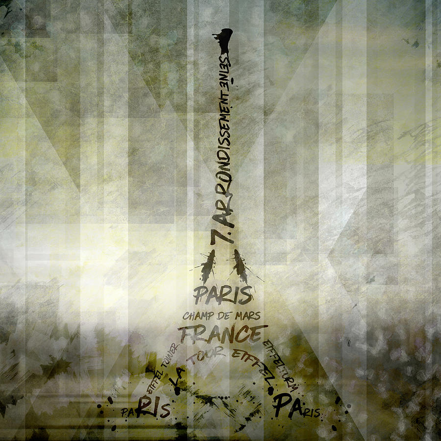 Abstract Digital Art - Digital-Art PARIS Eiffel Tower Geometric Mix No.1 by Melanie Viola