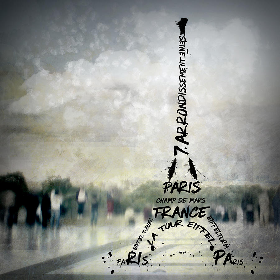 Abstract Digital Art - Digital-Art PARIS Eiffel Tower No.2 by Melanie Viola
