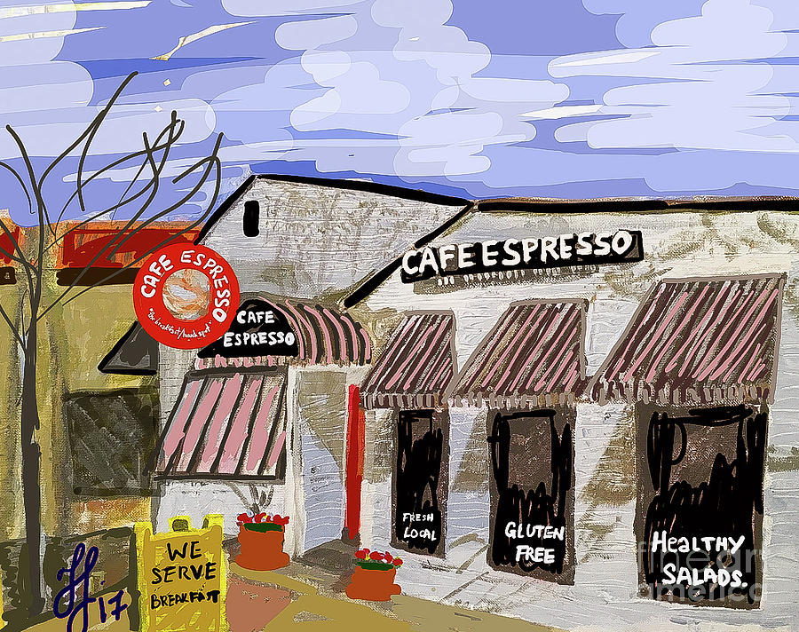 Digital Cafe Painting by Francois Lamothe