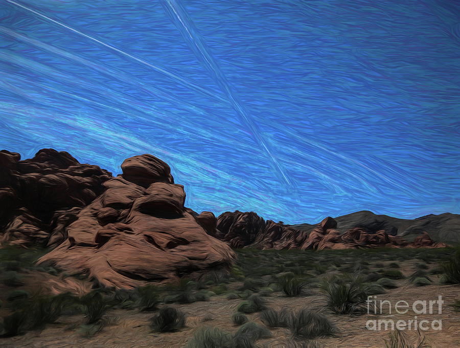 Las Vegas Digital Art - Digital Chem Trails Over Valley of Fire Nevada  by Chuck Kuhn