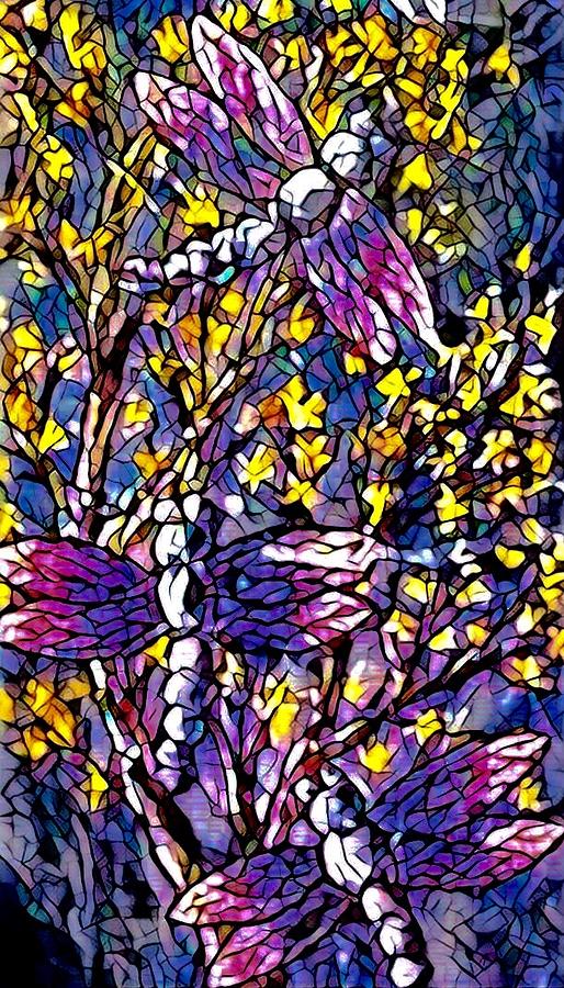 Digital dragonfly abstract Painting by Megan Walsh