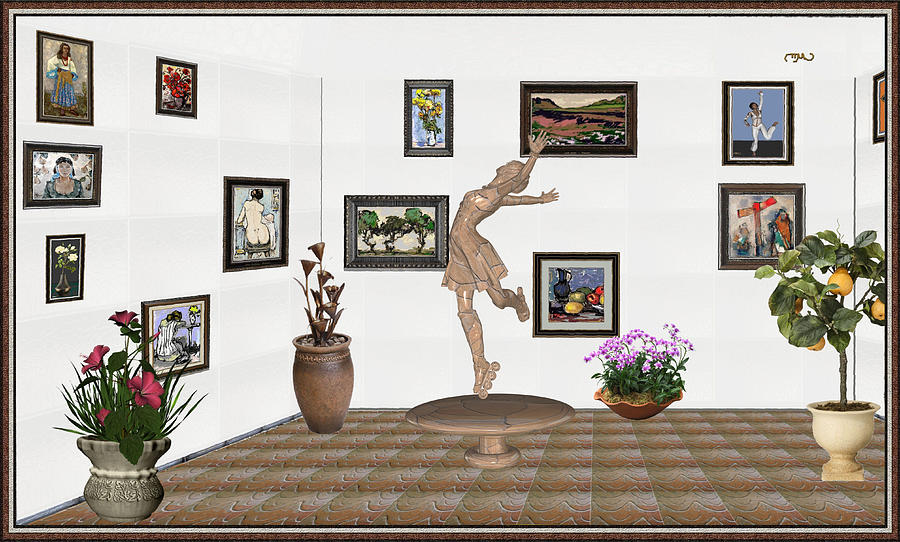 Portrait Mixed Media - digital exhibition _ A sculpture of a dancing girl 14 by Pemaro