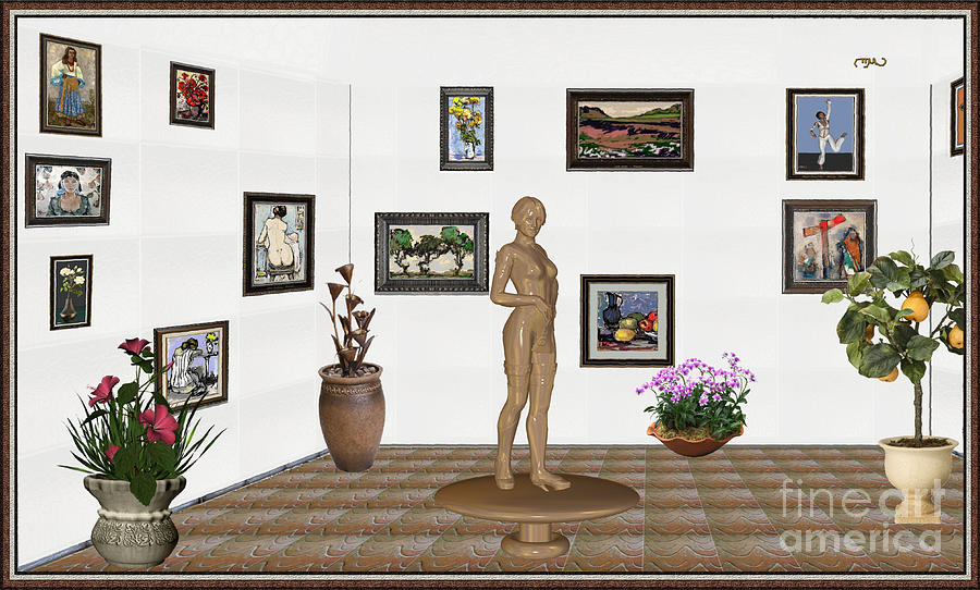 Impressionism Mixed Media - digital exhibition _ Statue of a Statue 22 of posing lady  by Pemaro