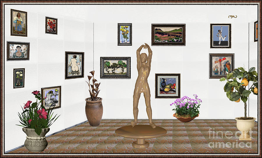 Impressionism Mixed Media - digital exhibition _ Statue of a Statue 23 of posing lady  by Pemaro