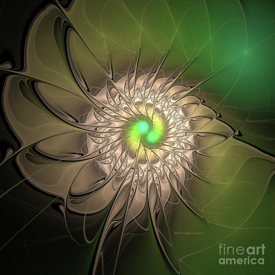 Digital Green Spin Digital Art by Deborah Benoit