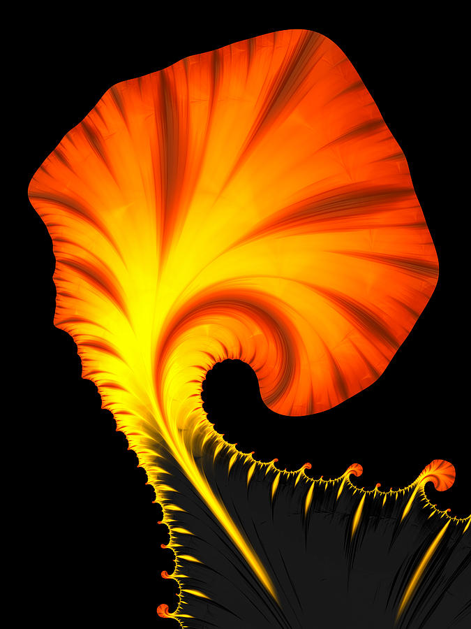 Digital leaf orange and red fractal fall Digital Art by Matthias Hauser