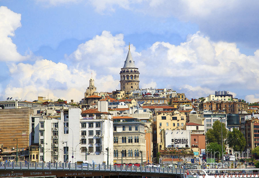 Turkey Photograph - Digital manipulation of Galata Tower ,Istanbul,Turkey. by Mohamed Elkhamisy