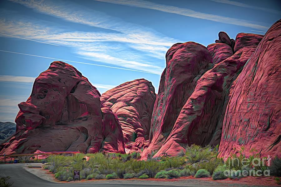 Las Vegas Digital Art - Digital Mixed Valley of Fire  by Chuck Kuhn