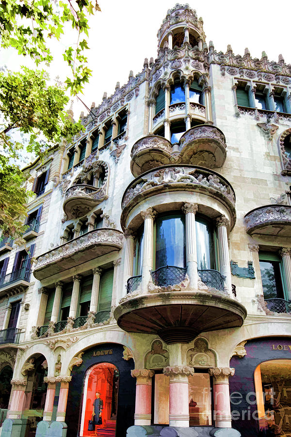 Digital Paint Architecture Barcelona Spain Historical  Photograph by Chuck Kuhn