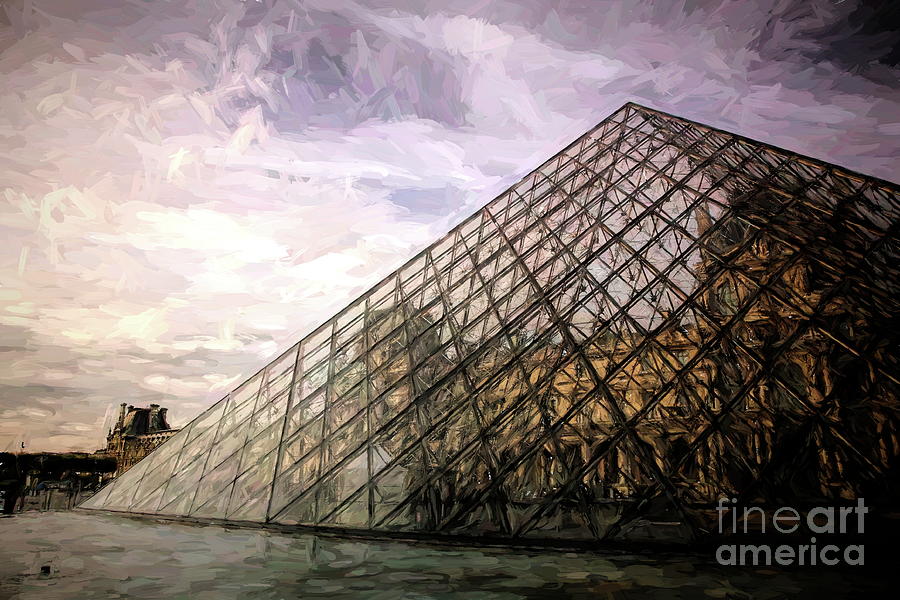 Digital Paint Architecture Glass Pyramid The Louvre  Digital Art by Chuck Kuhn