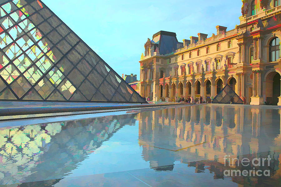 Digital Paint The Louvre Reflections  Digital Art by Chuck Kuhn