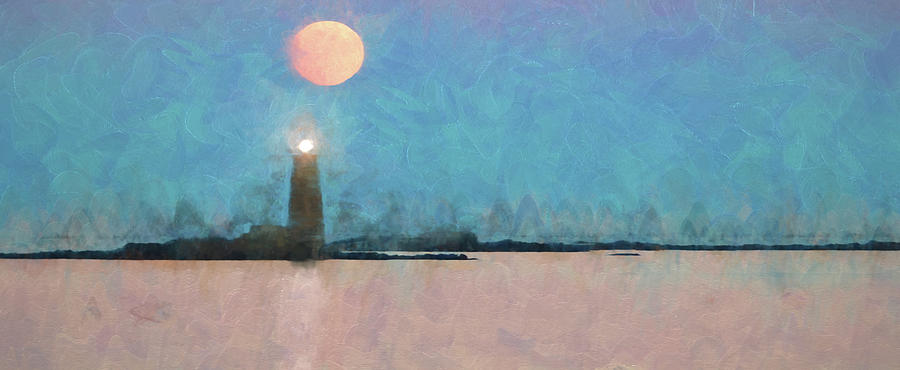 Digital painting of Maine Lighthouse Photograph by Jeff Folger