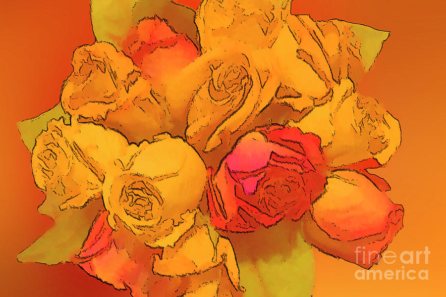 Digital  Rose Bouquet Painting Photograph by Linda Phelps