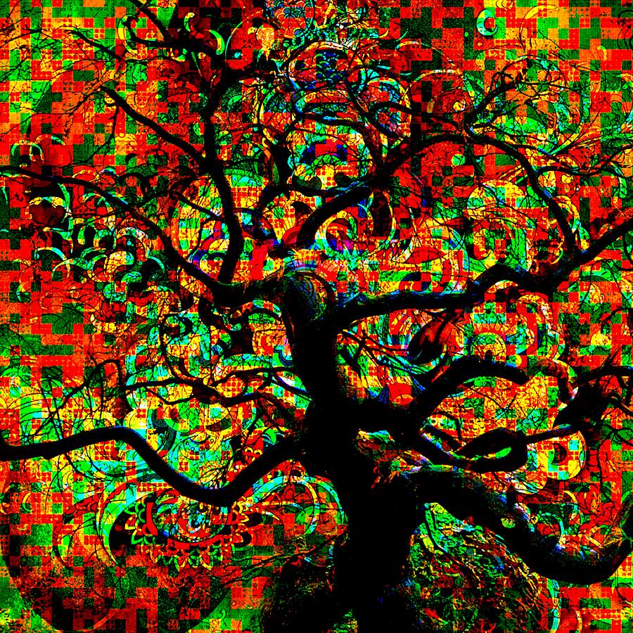 Impressionism Digital Art - Digital Tree Impressionism Pixela by Mary Clanahan