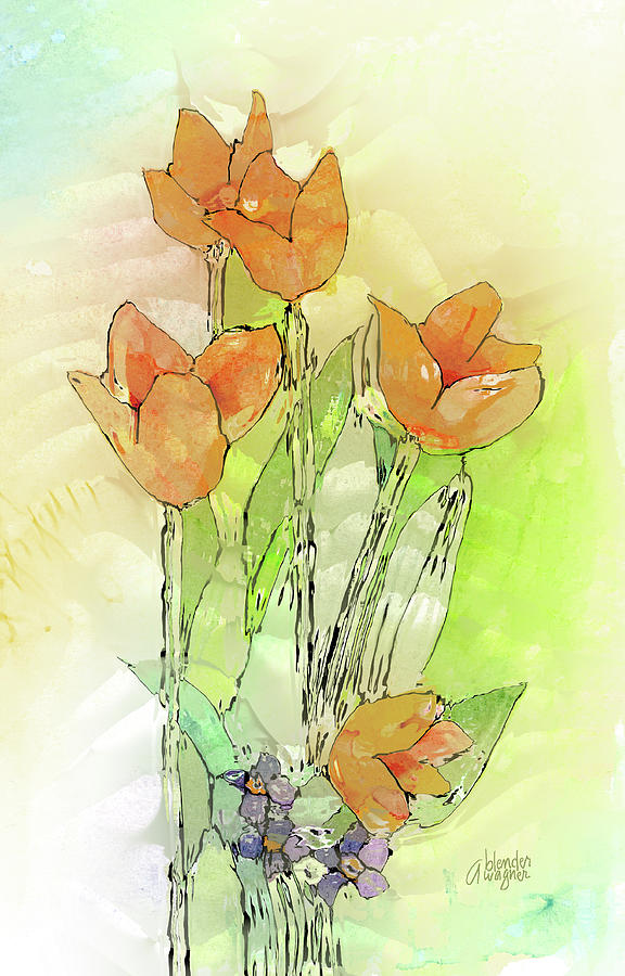 Digital Tulips Digital Art by Arline Wagner