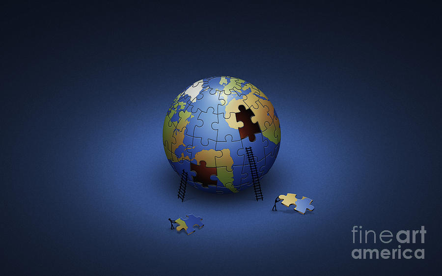 Planet Digital Art - Digitally Generated Image Of The Earth by Vlad Gerasimov