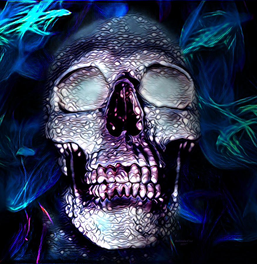 Digitally Painted Human Skull in Purple Digital Art by Artful Oasis
