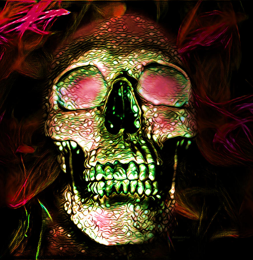 Digitally Painted Human Skull in Red Digital Art by Artful Oasis