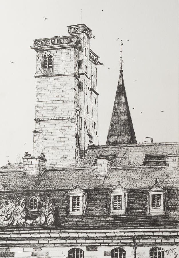 Dijon Rooftops Drawing by Vincent Alexander Booth - Fine Art America