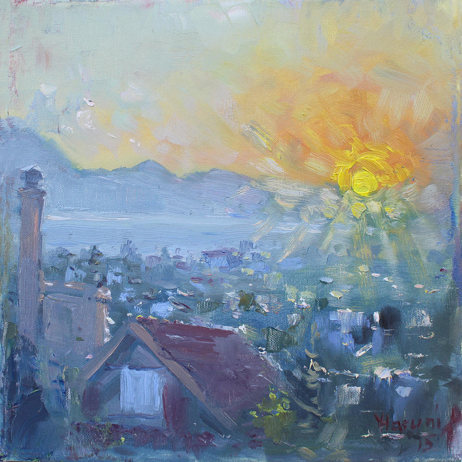 Sunrise Painting - Dilesi in a Brand New Day  by Ylli Haruni