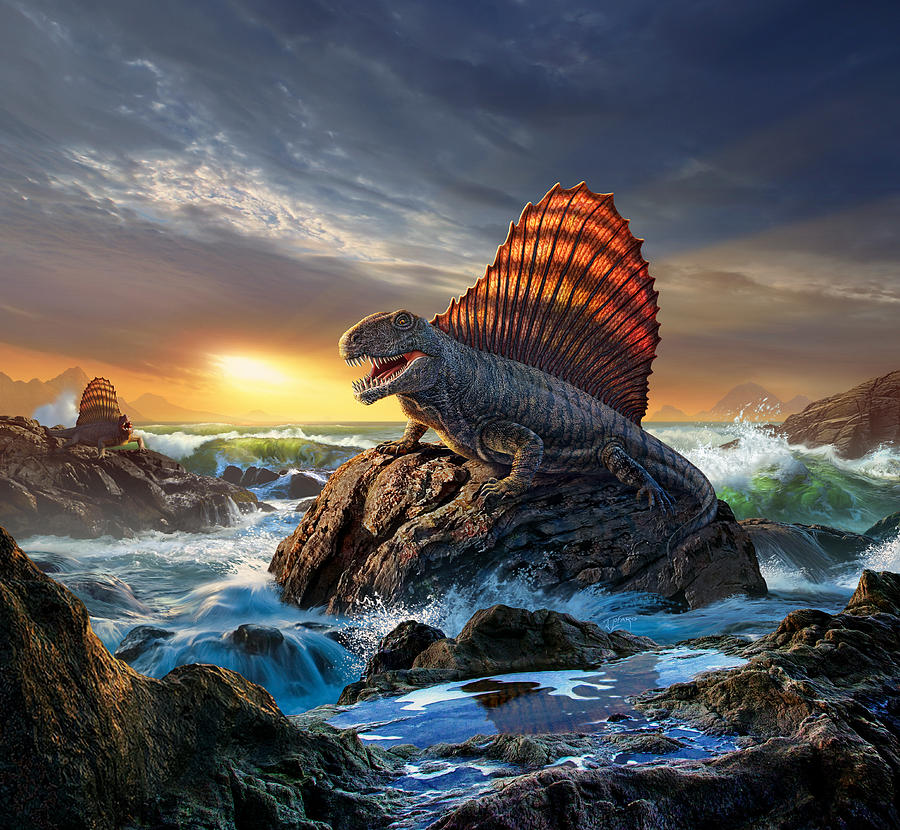 Dinosaur Digital Art - Dimetrodon by Jerry LoFaro
