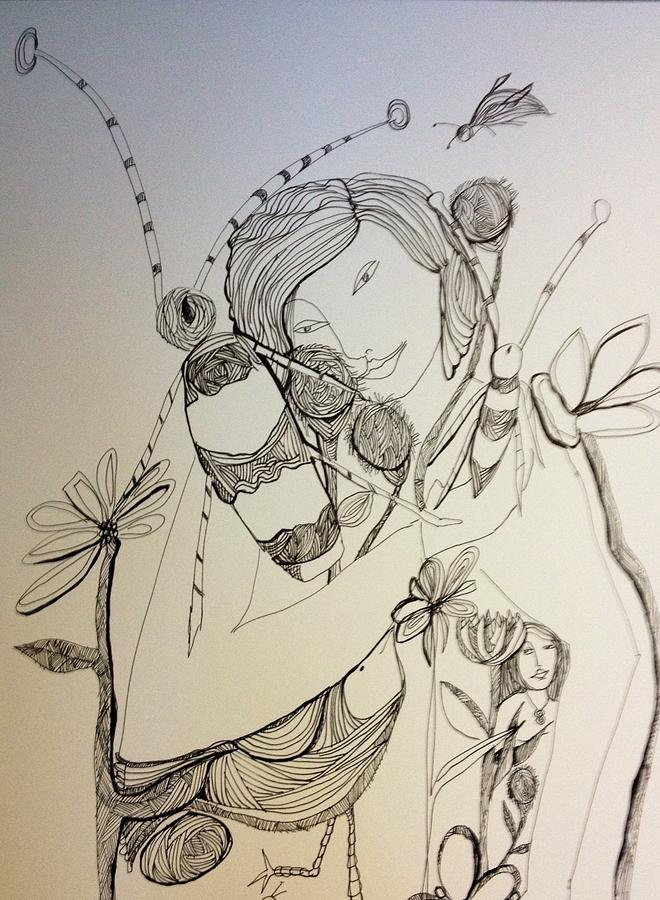 Dinas Garden Drawing by Rosalinde Reece