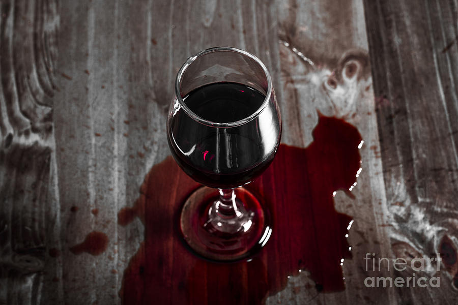 Diner table accident. Spilled red wine glass Photograph by Jorgo Photography
