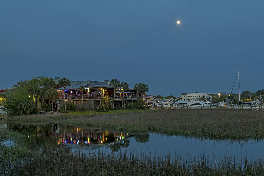 Dining Under The Moon Light Skies  Charleston SC Photograph by Willie Harper