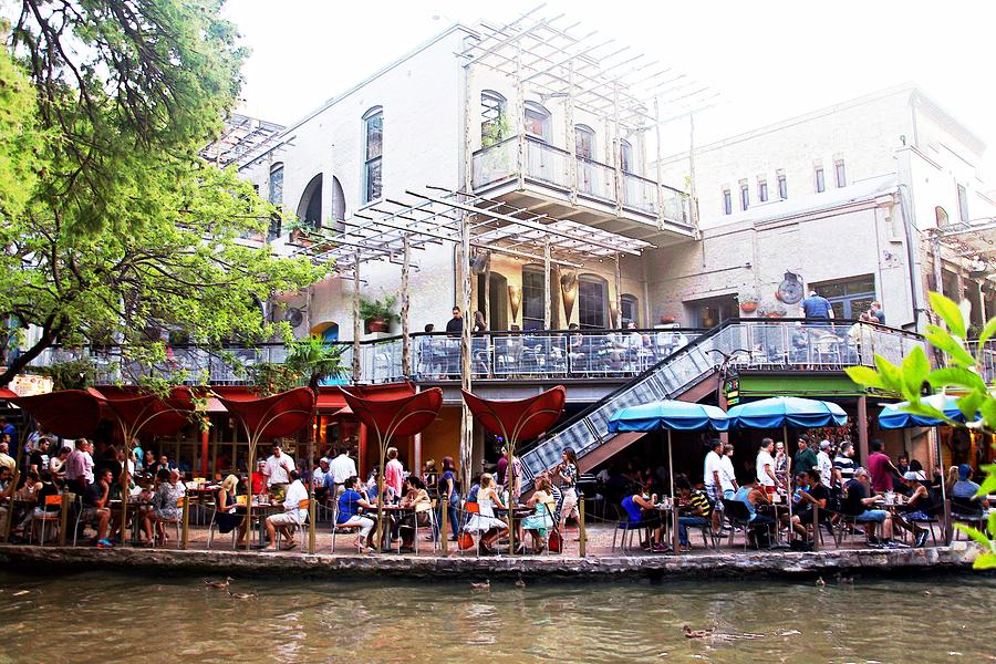 Dining on the Riverwalk Digital Art by Melinda Dominico