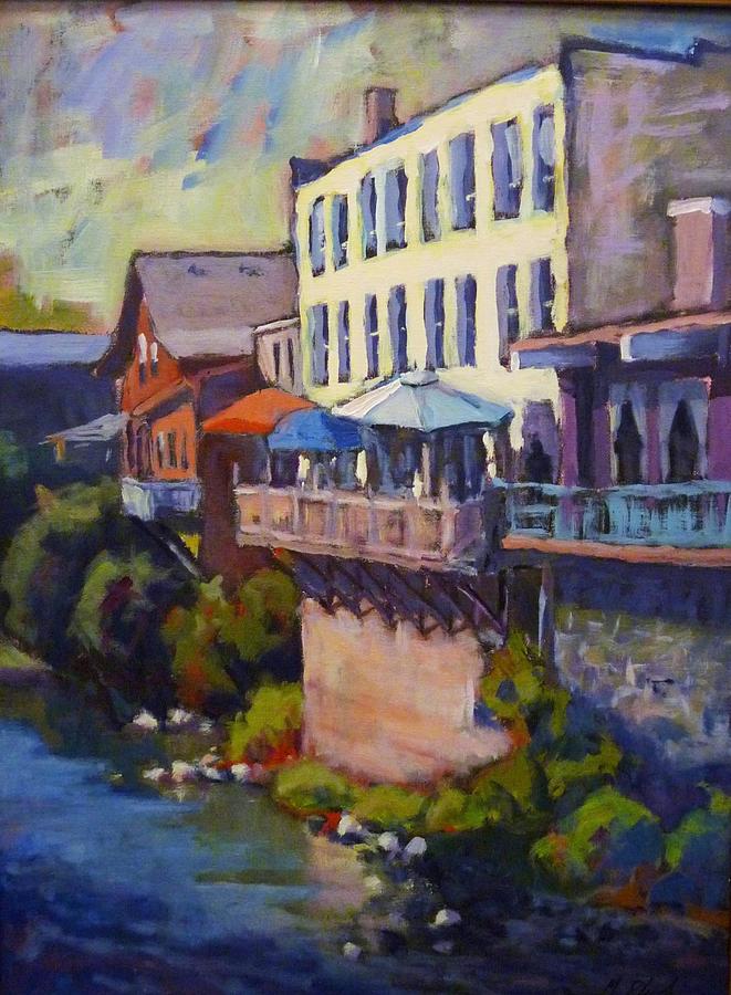 River Painting - Dining over Silver Creek by Margaret Plumb