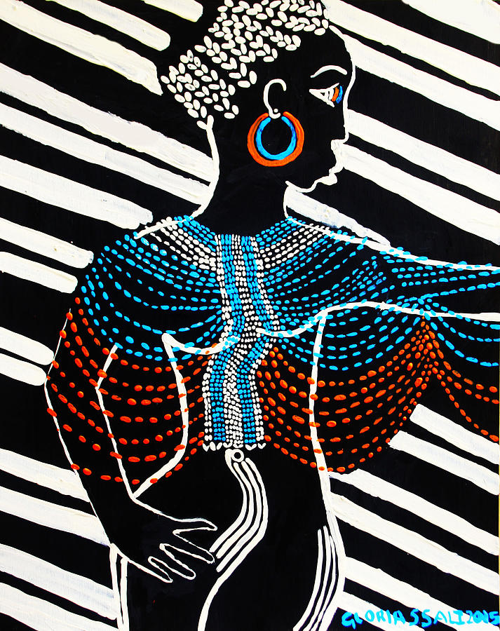 Dinka Diva - South Sudan Painting by Gloria Ssali