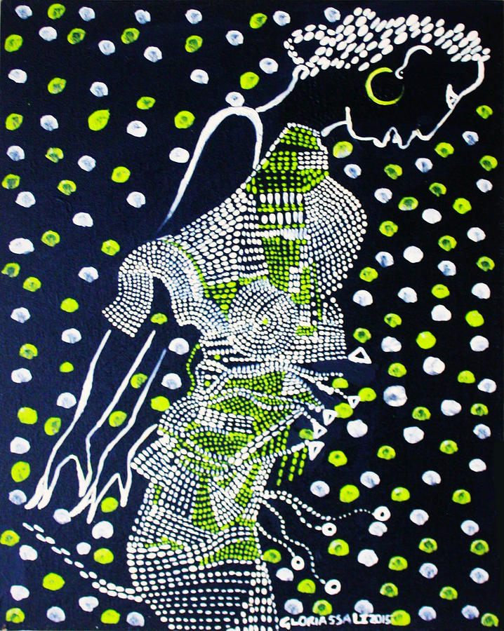 Dinka Maiden Dancing - South Sudan Painting by Gloria Ssali