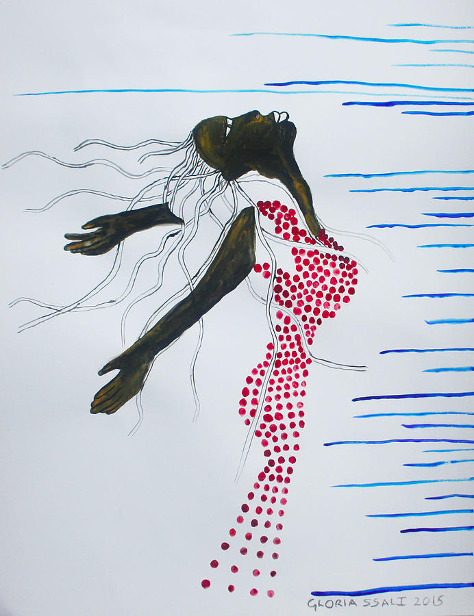 Mermaid Painting - Dinka Mermaid  - South Sudan by Gloria Ssali