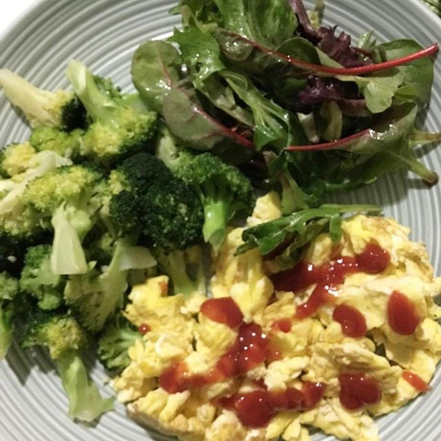 Strongman Photograph - Dinner, Eggs N Broccoli With Mix Green by Jose Rojas