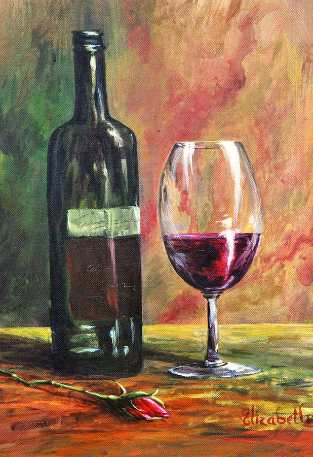 Wine Painting - Dinner for One by Beth Maddox