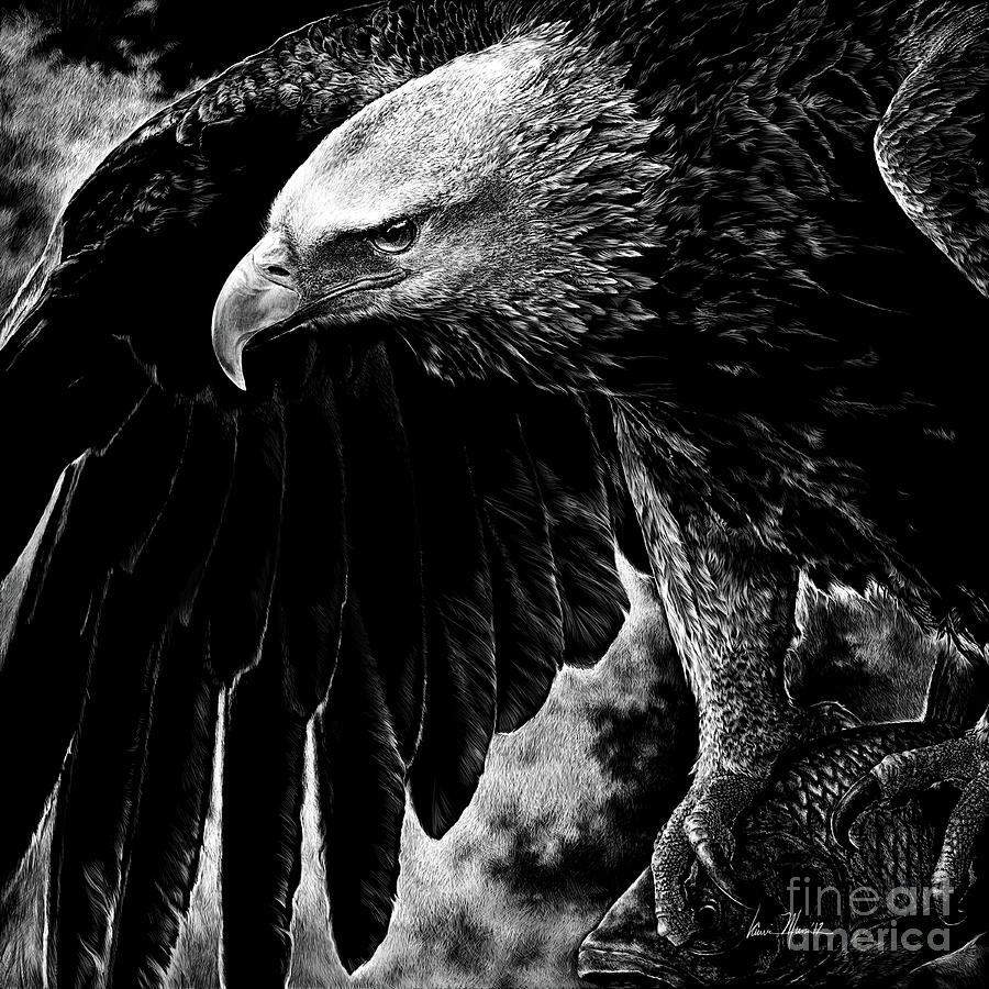 Eagle Drawing - Dinner On The Go by Laurie Musser Eagle Drawing - Dinner On The Go by Laurie Musser