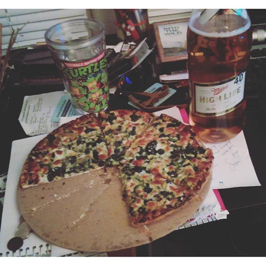 Spinach Photograph - Dinner #pizza #spinach #40 #beer by Jesse J
