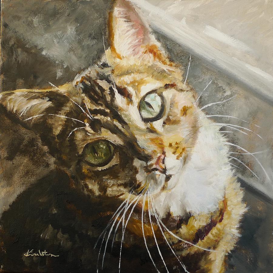 Cat Painting - Dinner Please by Veronica Coulston