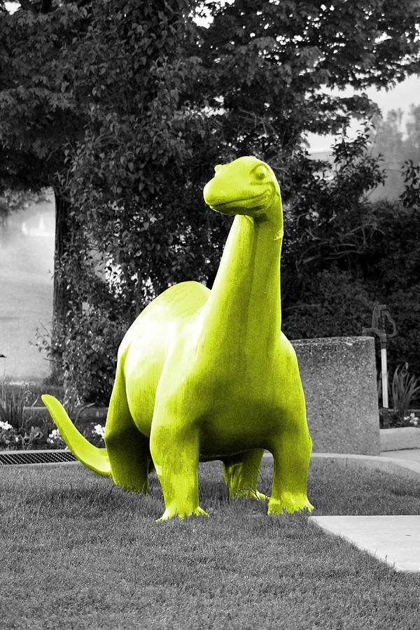 Dinosaur Selective Coloring in Lemon Yellow Photography by Colleen Photograph by Colleen Cornelius