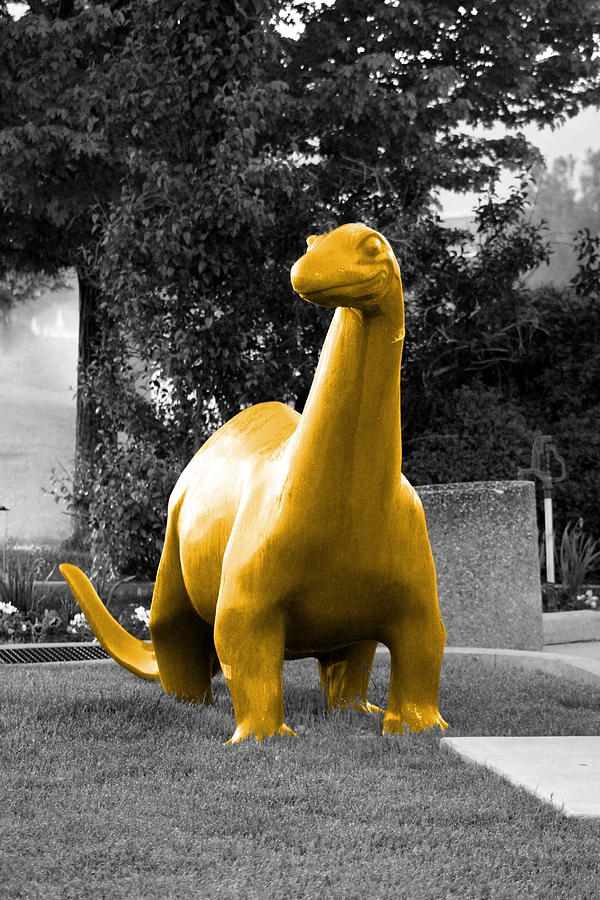 Dinosaur Selective Coloring in Mango Tango Photography by Colleen Photograph by Colleen Cornelius