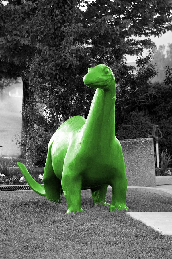 Dinosaur Selective Coloring in Maximum Green Photography by Colleen Photograph by Colleen Cornelius