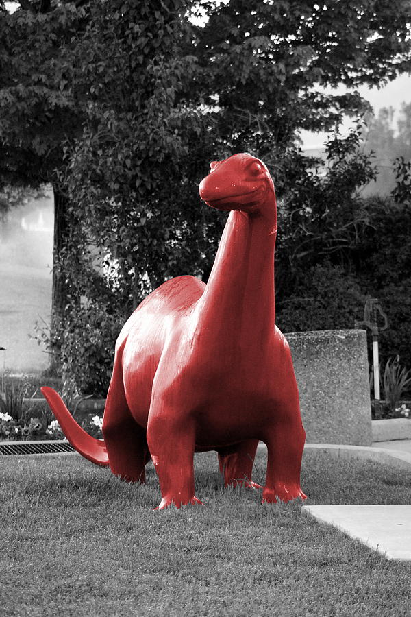 Dinosaur Selective Coloring in Maximum Red Photography by Colleen Photograph by Colleen Cornelius