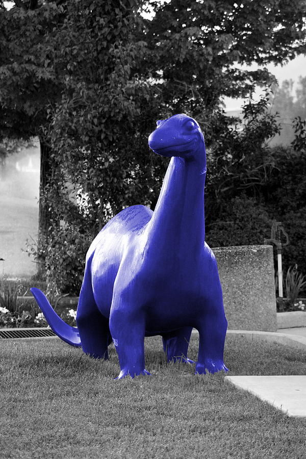 Dinosaur Selective Coloring in Navy Blue Photography by Colleen Photograph by Colleen Cornelius
