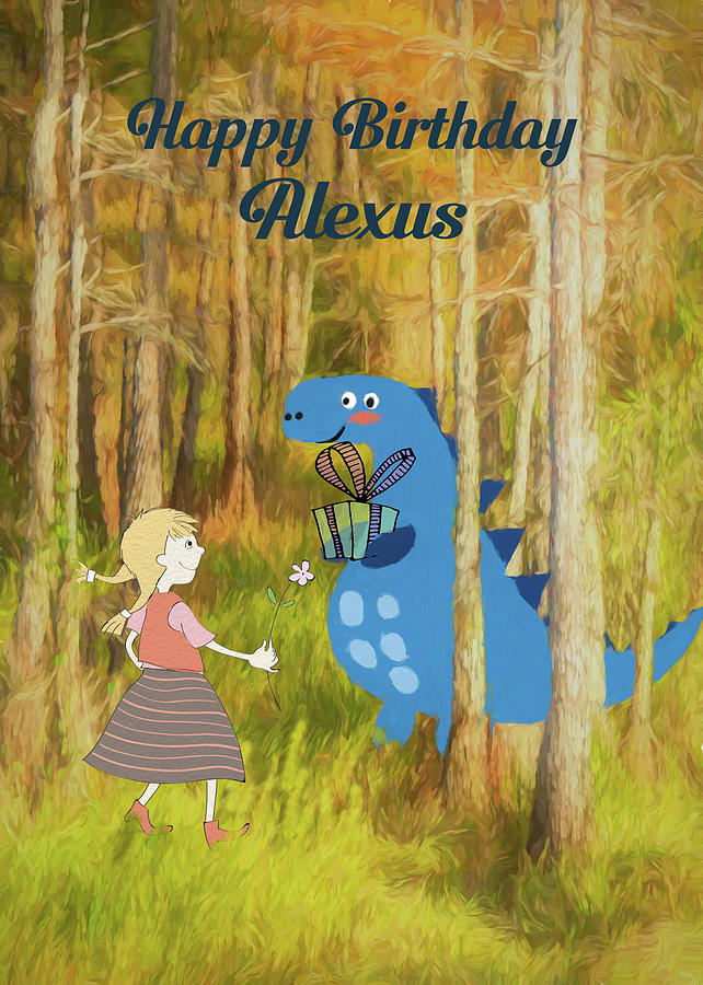 Dino Woods Birthday for Alexus Mixed Media by Rosalie Scanlon