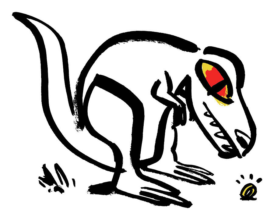 Dinosaur Drawing - Dinosaur looking at shining ring  by Nishant Choksi