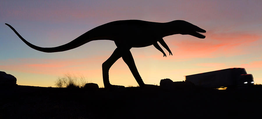 Dinosaur Photograph - Dinosaur Loose on Route 66 by Mike McGlothlen