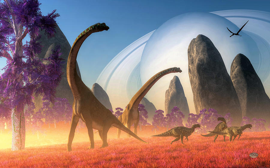 Jurassic Park Digital Art - Dinosaur Moon by Daniel Eskridge