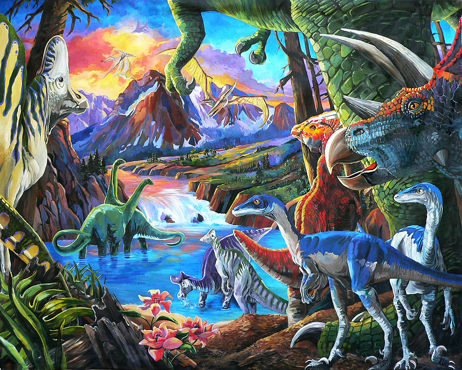 Dinosaur Painting by Nadi Spencer