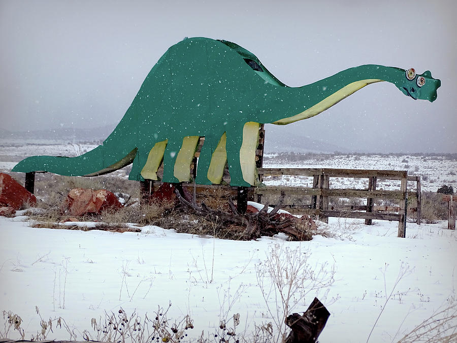 dinosaurs in the snow