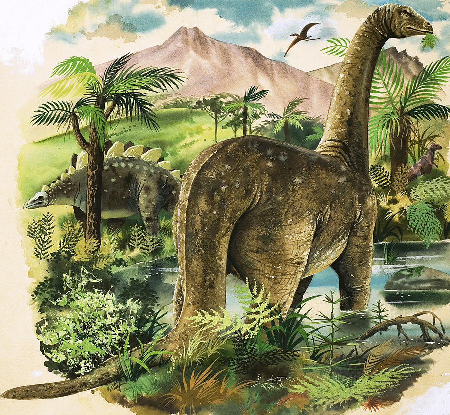 Jurassic Park Painting - Dinosaurs by English School